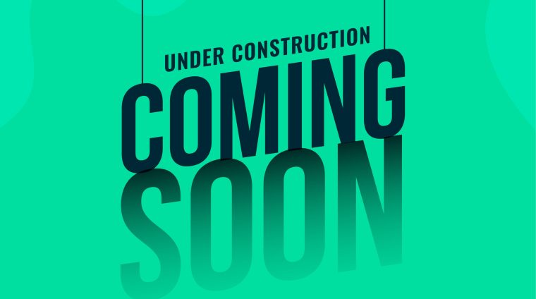 coming soon under construction hanging text background